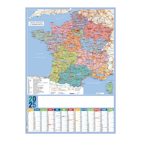 Calendrier effaçable personnalisable - Carte des régions