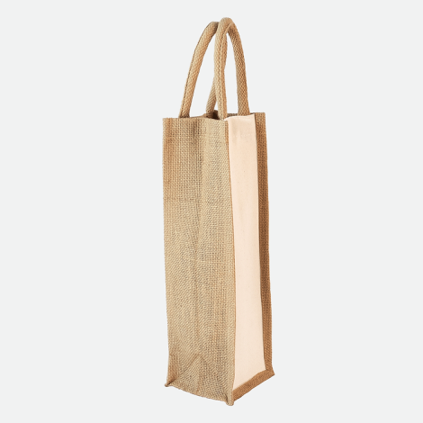 Sac cabas pour bouteille en jute et coton personnalisable