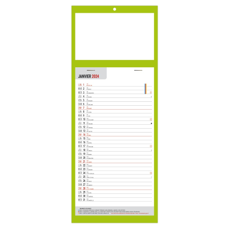 Calendrier personnalisable sur plaque 1 vue