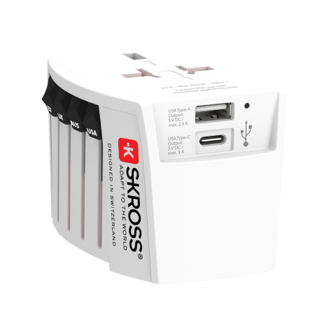 Adaptateur promotionnel de voyage MUV 2-Pôles avec USB SKROSS