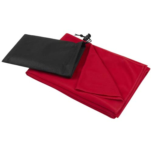 Serviette publicitaire de sport 140g en rPET 50x100 cm Lucas Rouge