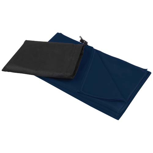 Grande serviette sport à personnaliser en rPET 140g 70x140 cm Lucas Marine