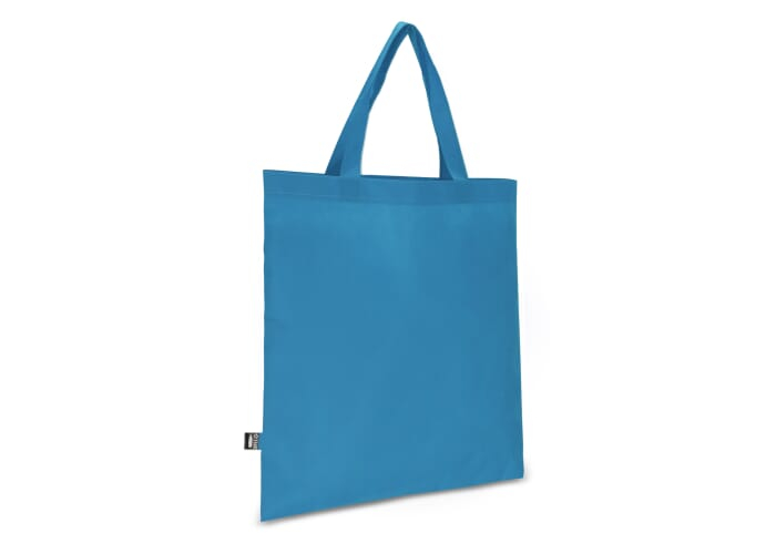 Tote-bag personnalisé avec poignées courtes rPET non tissé 75g Bleu