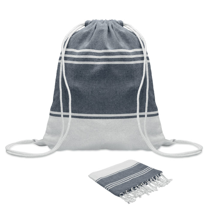 Fouta personnalisable avec sac assorti HAMMA Bleu