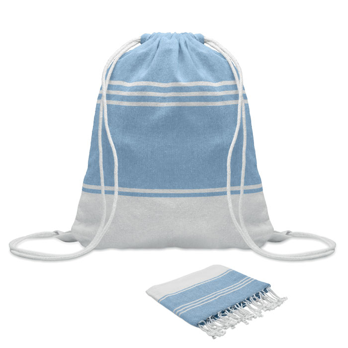 Fouta personnalisable avec sac assorti HAMMA Turquoise