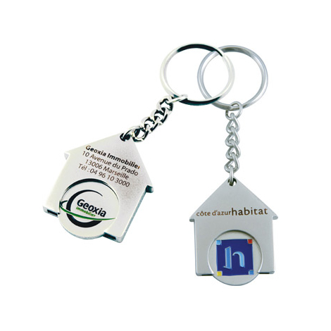 Porte-clés en métal sur stock, porte-clefs publicitaire