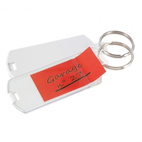 Porte-clés en plastique avec étiquette personnalisable